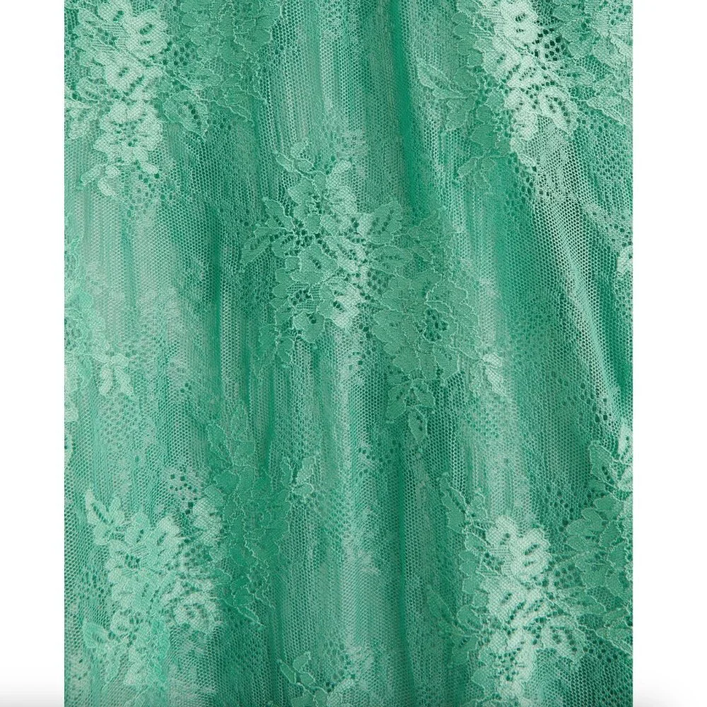 Abercrombie & Fitch Green Cowl Neck Satin Strappy Lace Mini Maxi Skirt Dress